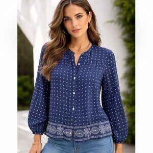 Lands End Blue Blouse Size Large